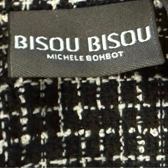 BISOU BISOU Michelle Bohbot Tweed Fringe Black Blazer Jacket Women’s Sz 6 Small - Picture 9 of 16